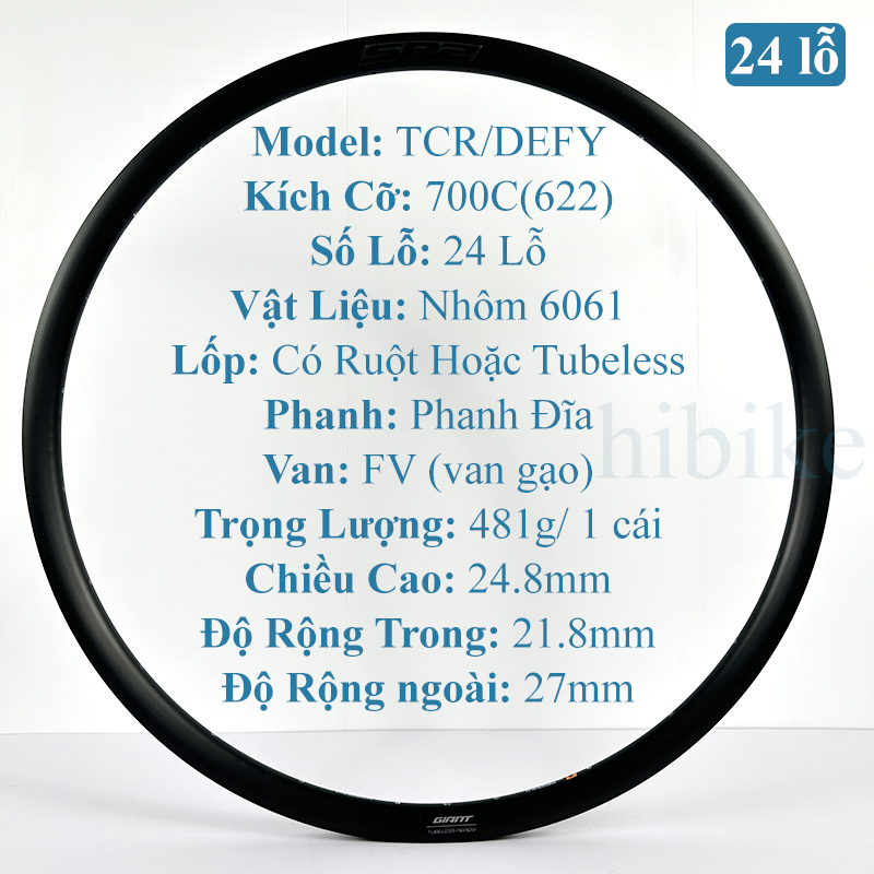 Niềng Nhôm Xe Đạp Giant TCR DEFY  700C - Phanh Đĩa
