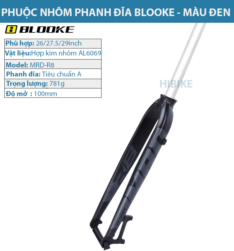 Phuộc Đơ Xe Đạp Nhôm Blooke 26/27.5 và 29 Inch - Phanh Đĩa