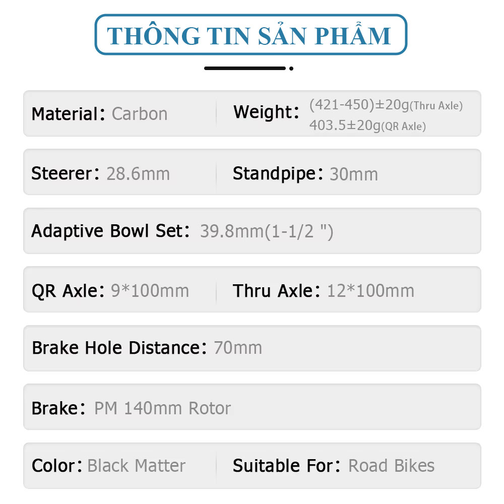 Phuộc Xe Đạp 700C CARBON TOSEEK – Phanh Đĩa