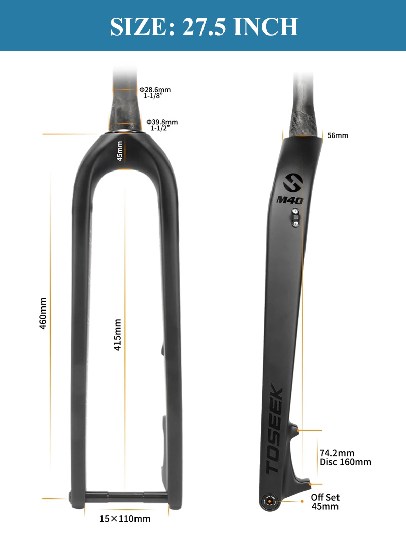 Phuộc Đơ Xe Đạp MTB CARBON TOSEEK M40 BOOST - Cổ Nở 39.8mm