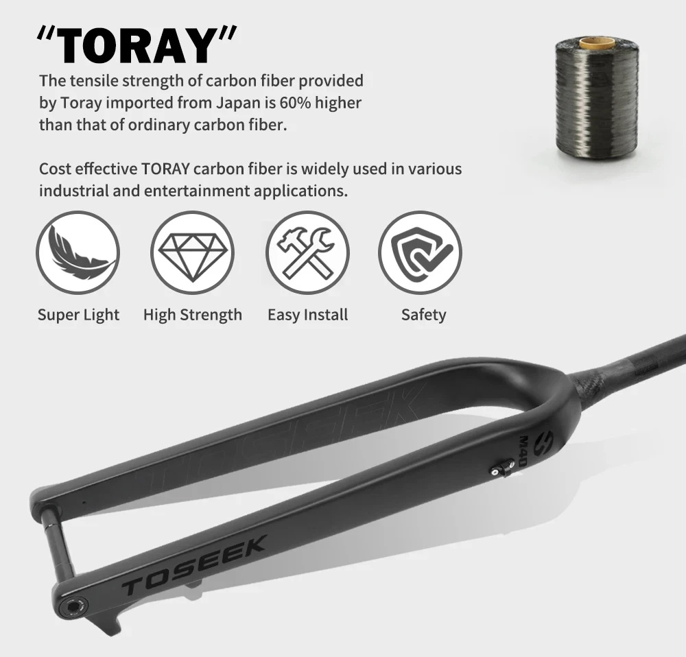 Phuộc Đơ Xe Đạp MTB CARBON TOSEEK M40 BOOST - Cổ Nở 39.8mm