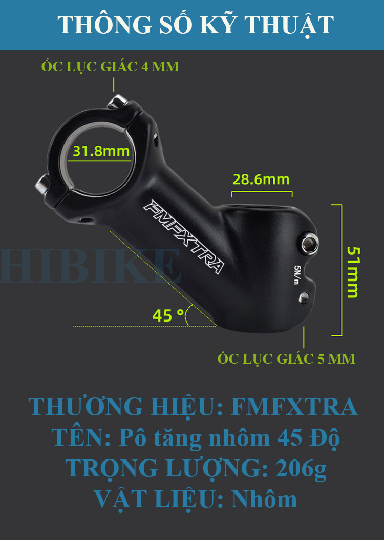 Pô Tăng Nhôm Xe Đạp 45 Độ FMFXTRA