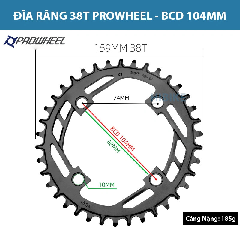 Đĩa răng xe đạp PROWHEEL BCD 104MM 1X
