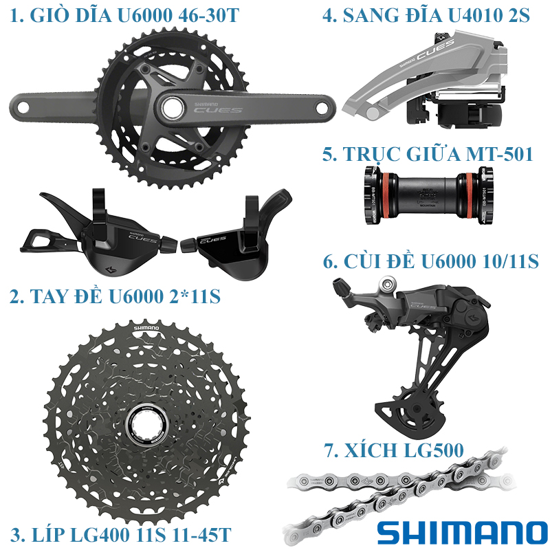 Bộ Group Xe Đạp SHIMANO CUES U6000 2X11S