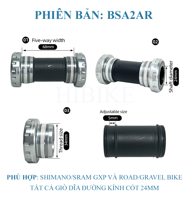 Trục Giữa BB Vặn Xe Đạp SENICX CERAMIC BSA24R