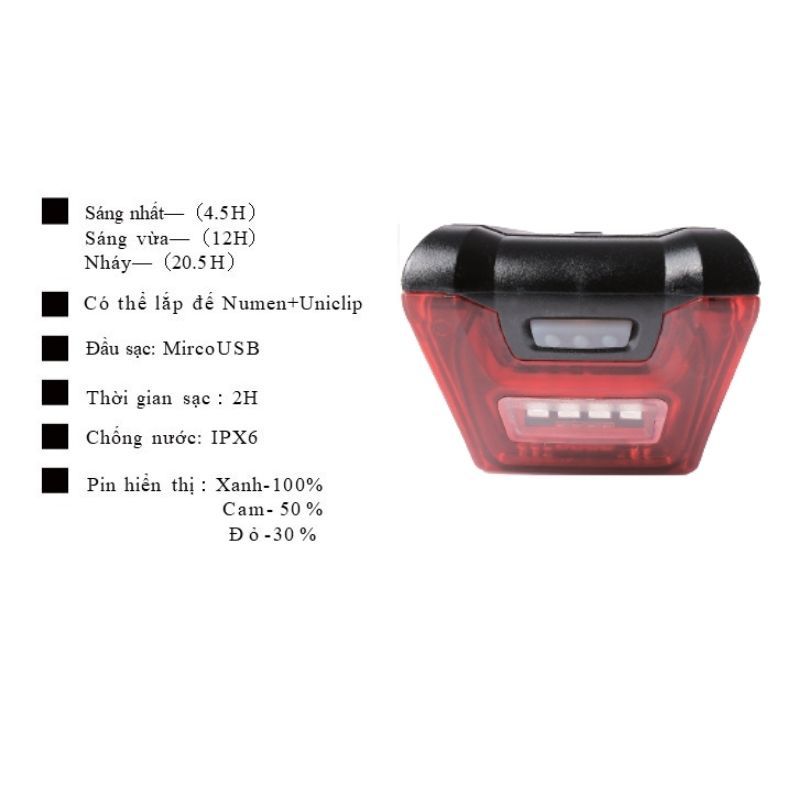 Đèn hậu Giant gắn phía sau yên xe đạp NUMEN+UNICLIP TL2