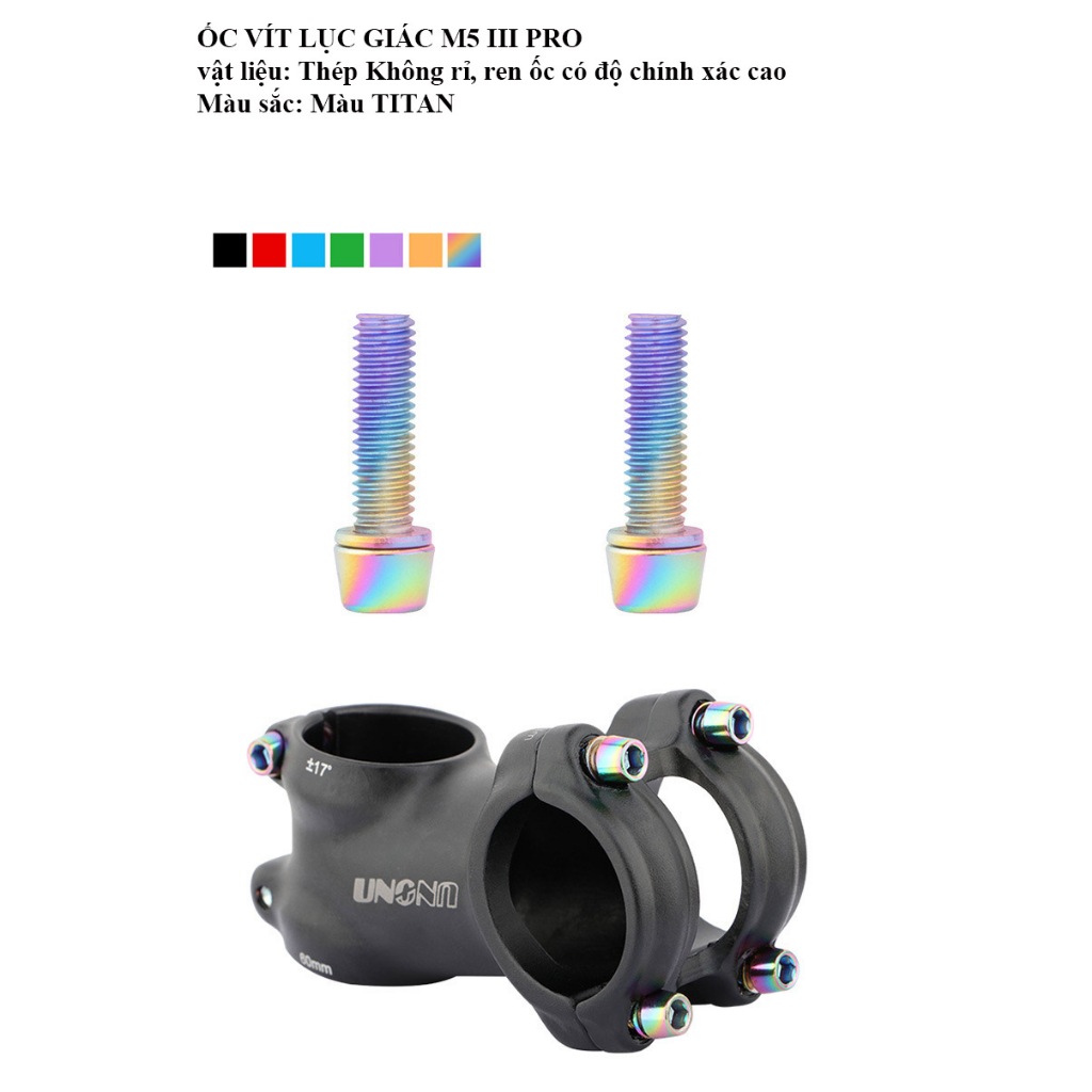 Bộ 6 Ốc Lục Giác Không Rỉ Gắn Pô Tăng Xe Đạp M5*18mm