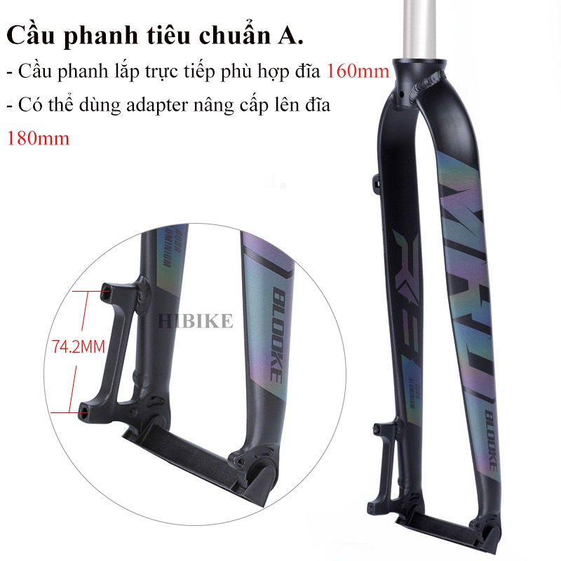 Phuộc Đơ Xe Đạp Nhôm Blooke 26/27.5 và 29 Inch - Phanh Đĩa