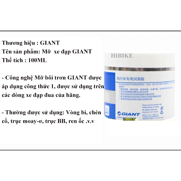 Mỡ bôi trơn xe đạp GIANT CT-1 100ml