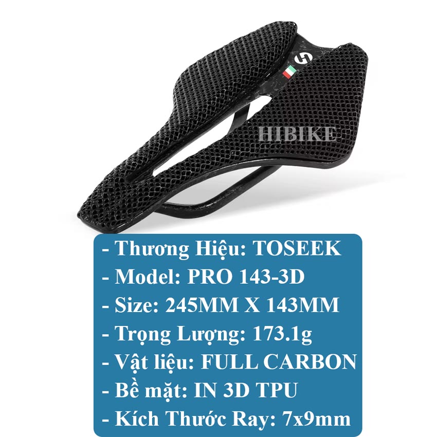 Yên Xe Đạp CARBON TOSEEK PRO143C-3D