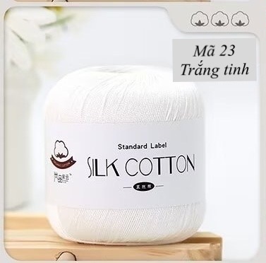 Cuộn len sợi cotton lụa mềm, sợi Silk Cotton 50gr