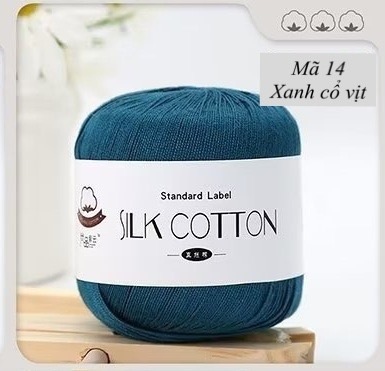 Cuộn len sợi cotton lụa mềm, sợi Silk Cotton 50gr