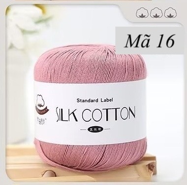 Cuộn len sợi cotton lụa mềm, sợi Silk Cotton 50gr