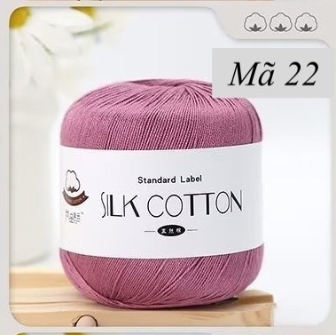 Cuộn len sợi cotton lụa mềm, sợi Silk Cotton 50gr