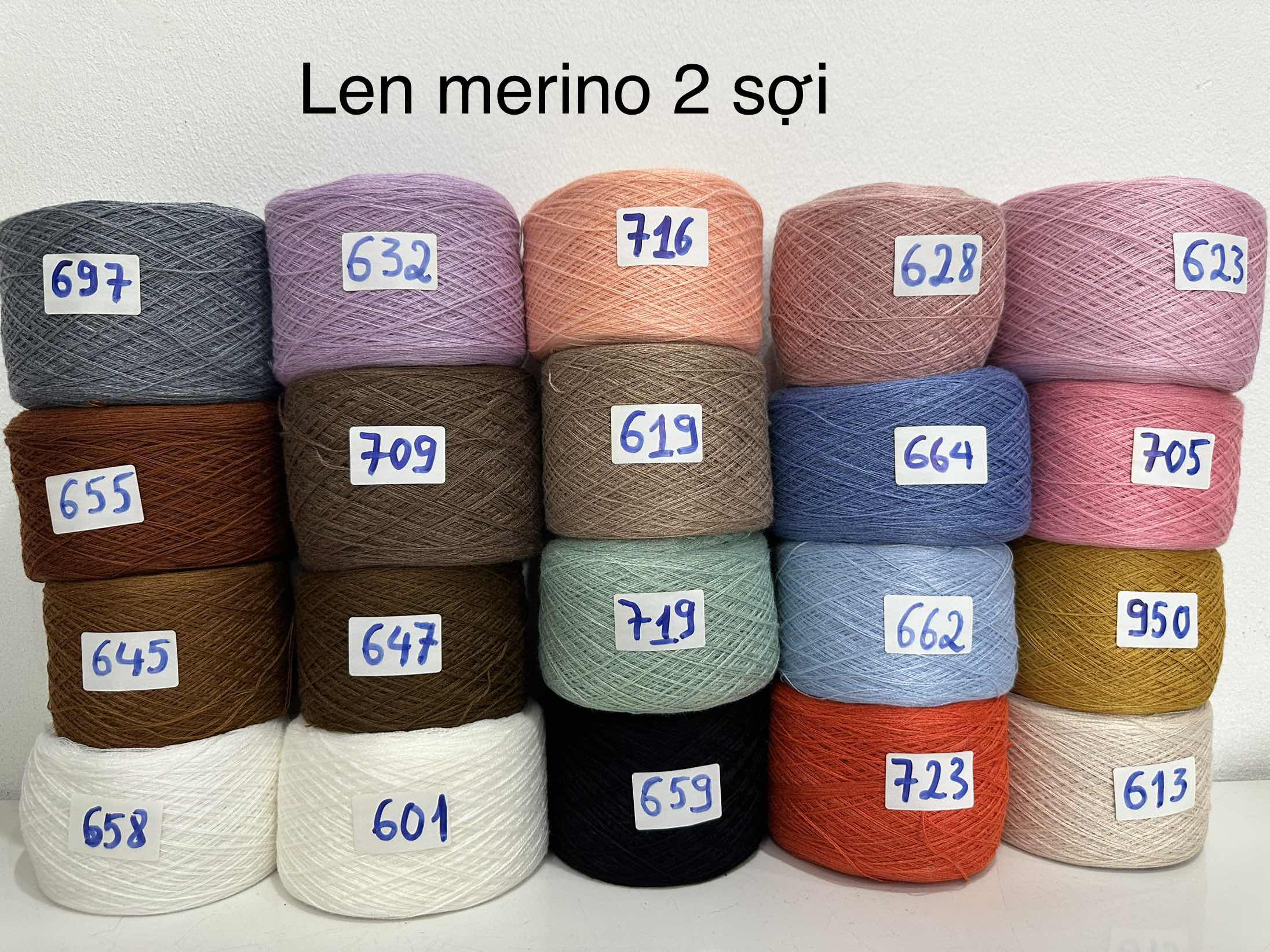 Len Merino 2 sợi chập