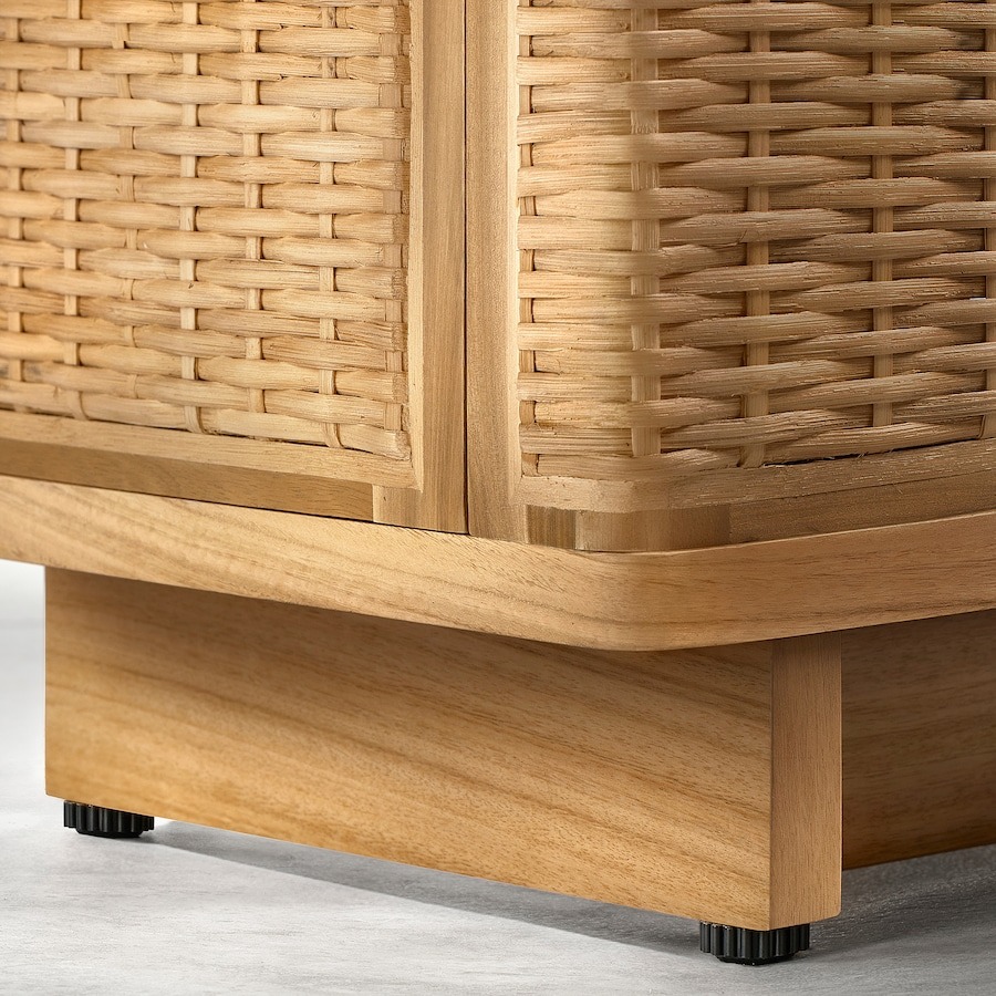 Kệ tivi gỗ kết hợp mây đan
