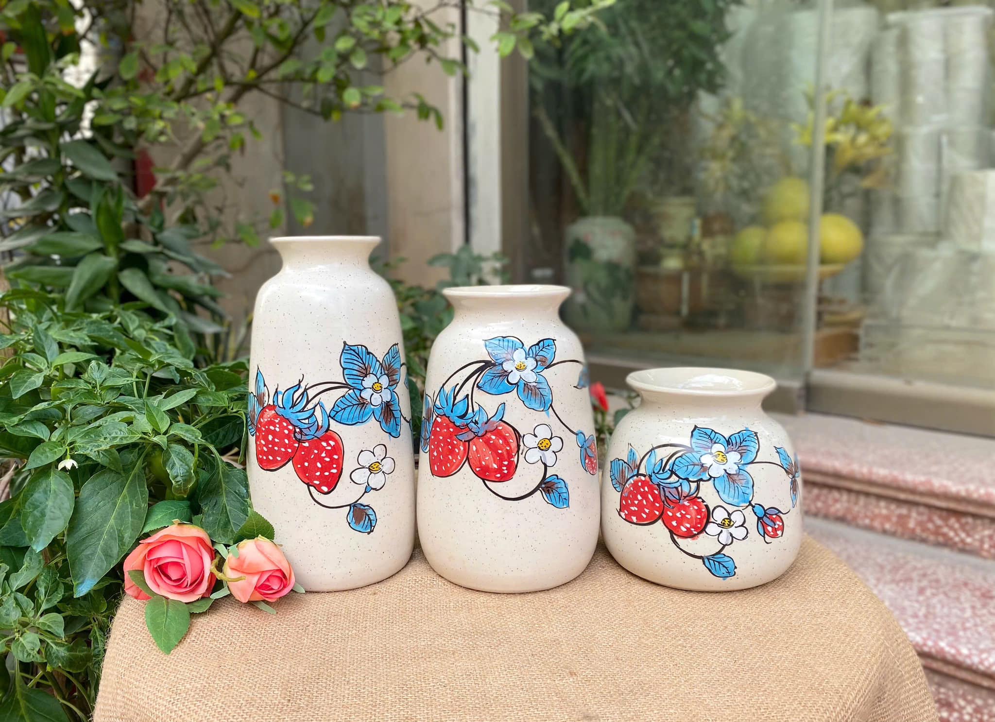 Set 3 Lọ Hoa Sứ Trang Trí Nội Thất