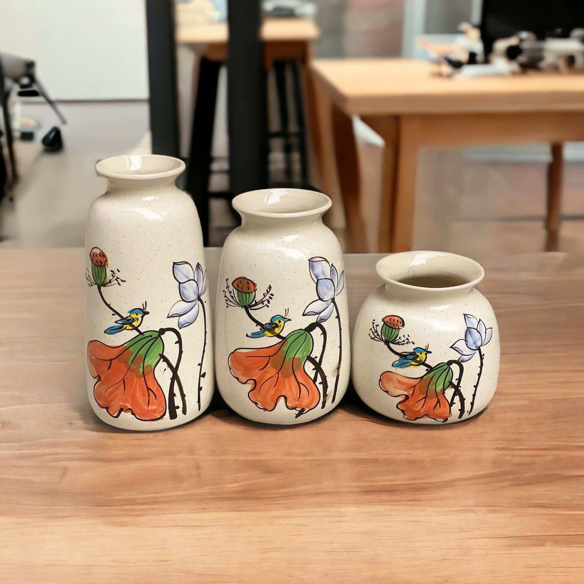 Set 3 Lọ Hoa Sứ Trang Trí Nội Thất