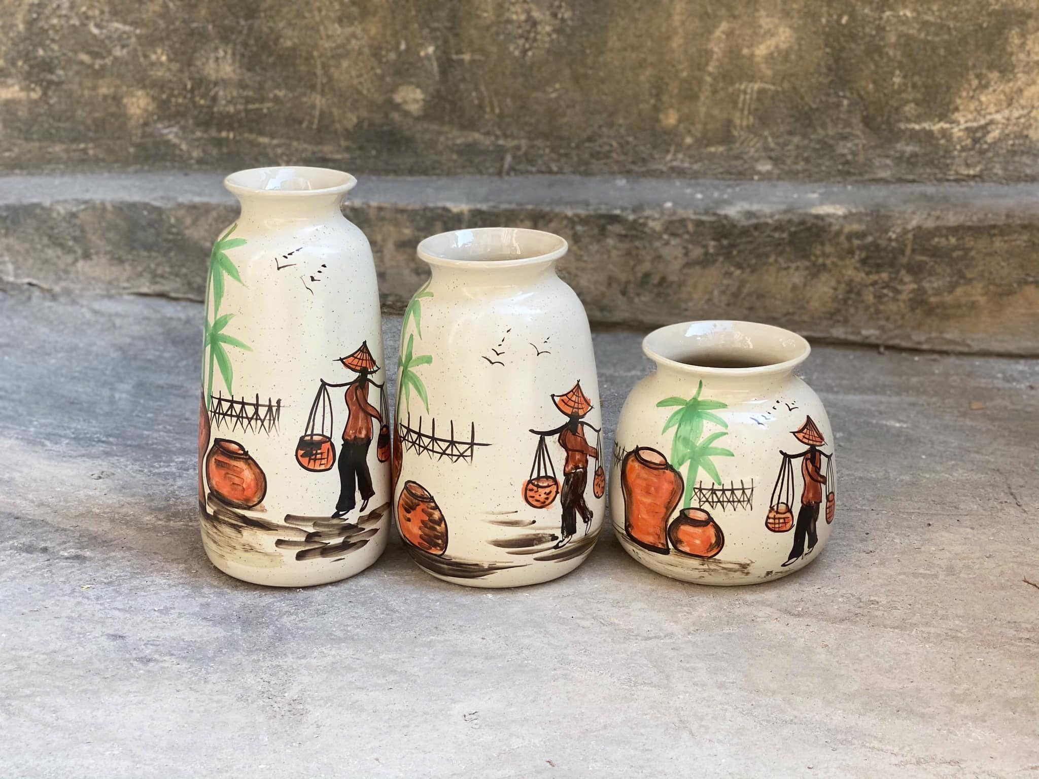 Set 3 Lọ Hoa Sứ Trang Trí Nội Thất