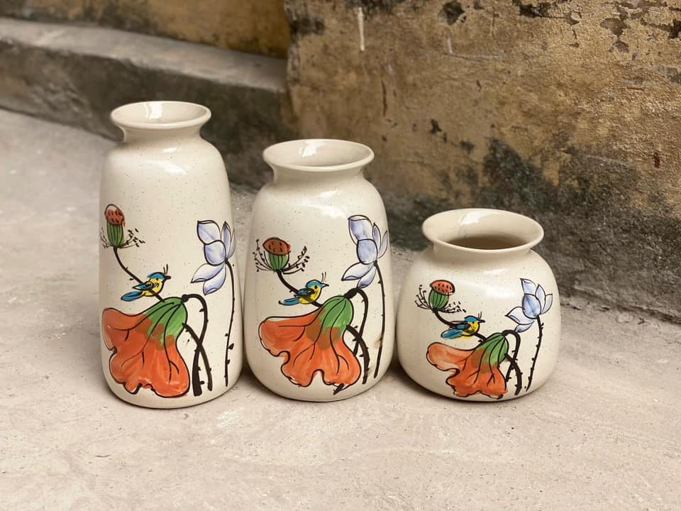 Set 3 Lọ Hoa Sứ Trang Trí Nội Thất