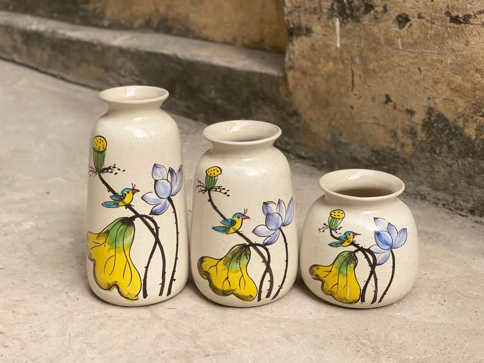 Set 3 Lọ Hoa Sứ Trang Trí Nội Thất