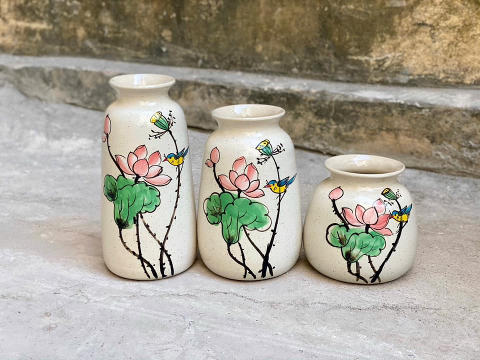 Set 3 Lọ Hoa Sứ Trang Trí Nội Thất