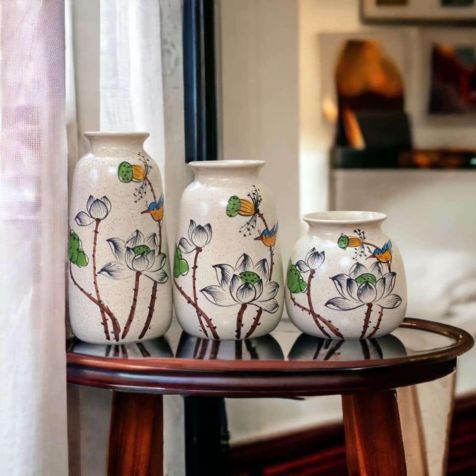 Set 3 Lọ Hoa Sứ Trang Trí Nội Thất