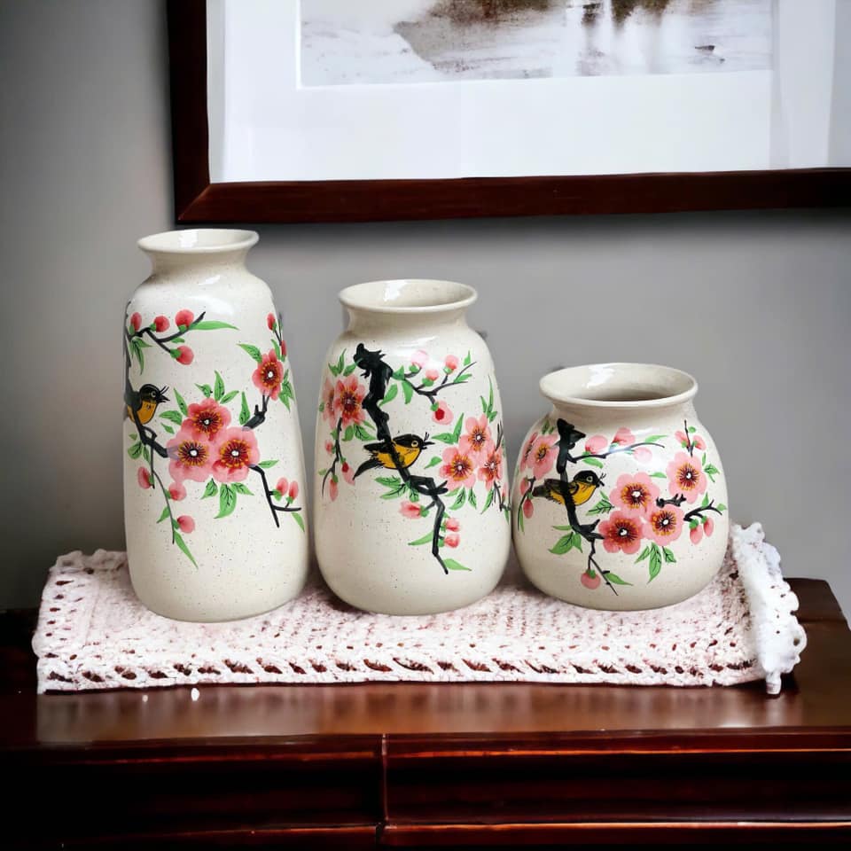 Set 3 Lọ Hoa Sứ Trang Trí Nội Thất