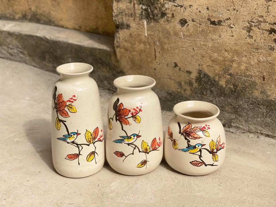 Set 3 Lọ Hoa Sứ Trang Trí Nội Thất