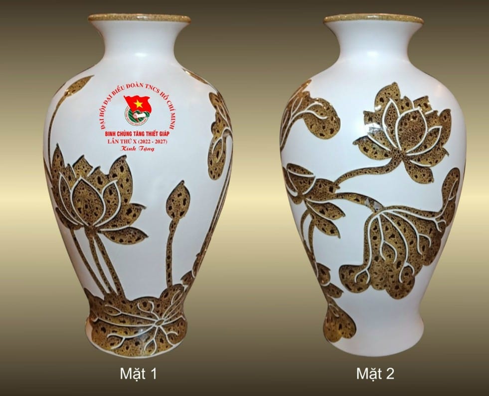 Bình sứ men màu vàng kim