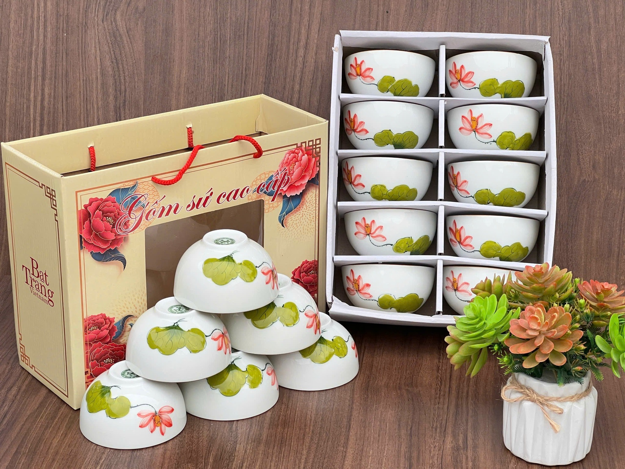 Bộ bát ăn cơm in họa tiết