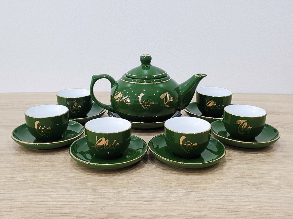 Bộ ấm chén men xanh lục bảo, men xanh cổ vịt