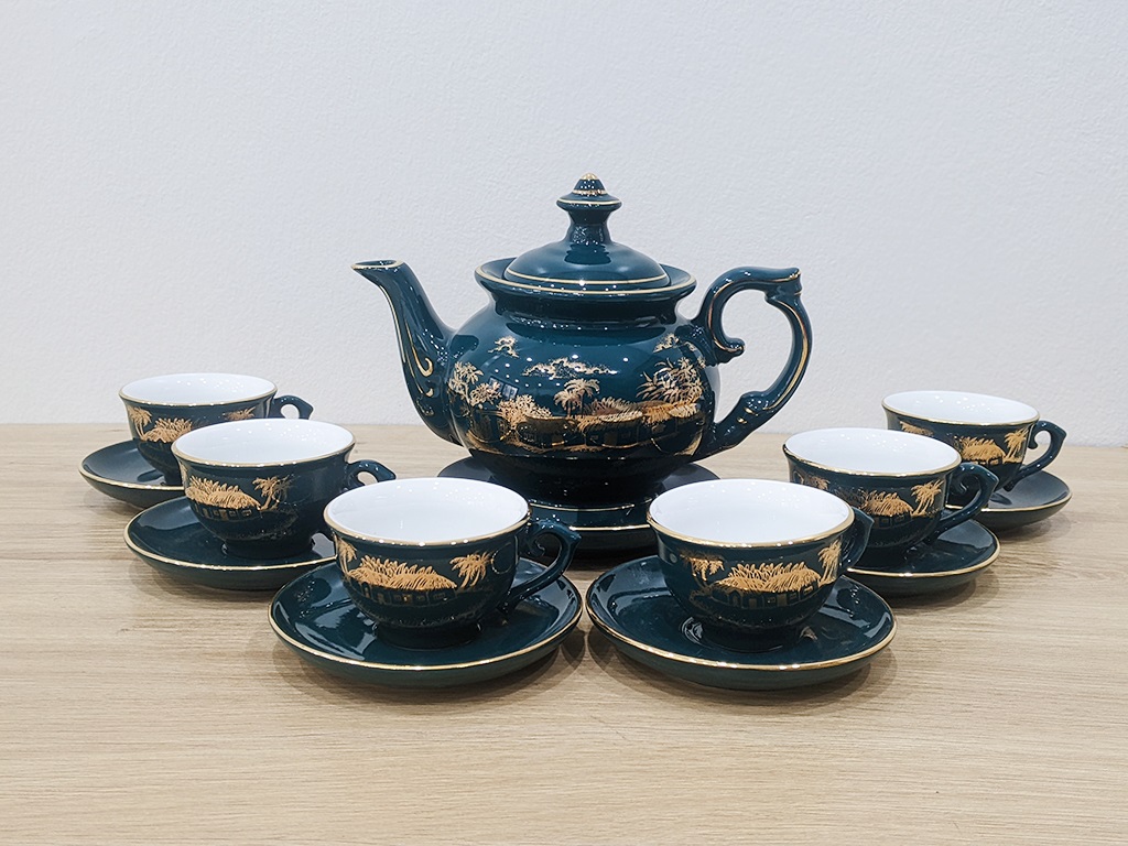 Bộ ấm chén men xanh lục bảo, men xanh cổ vịt