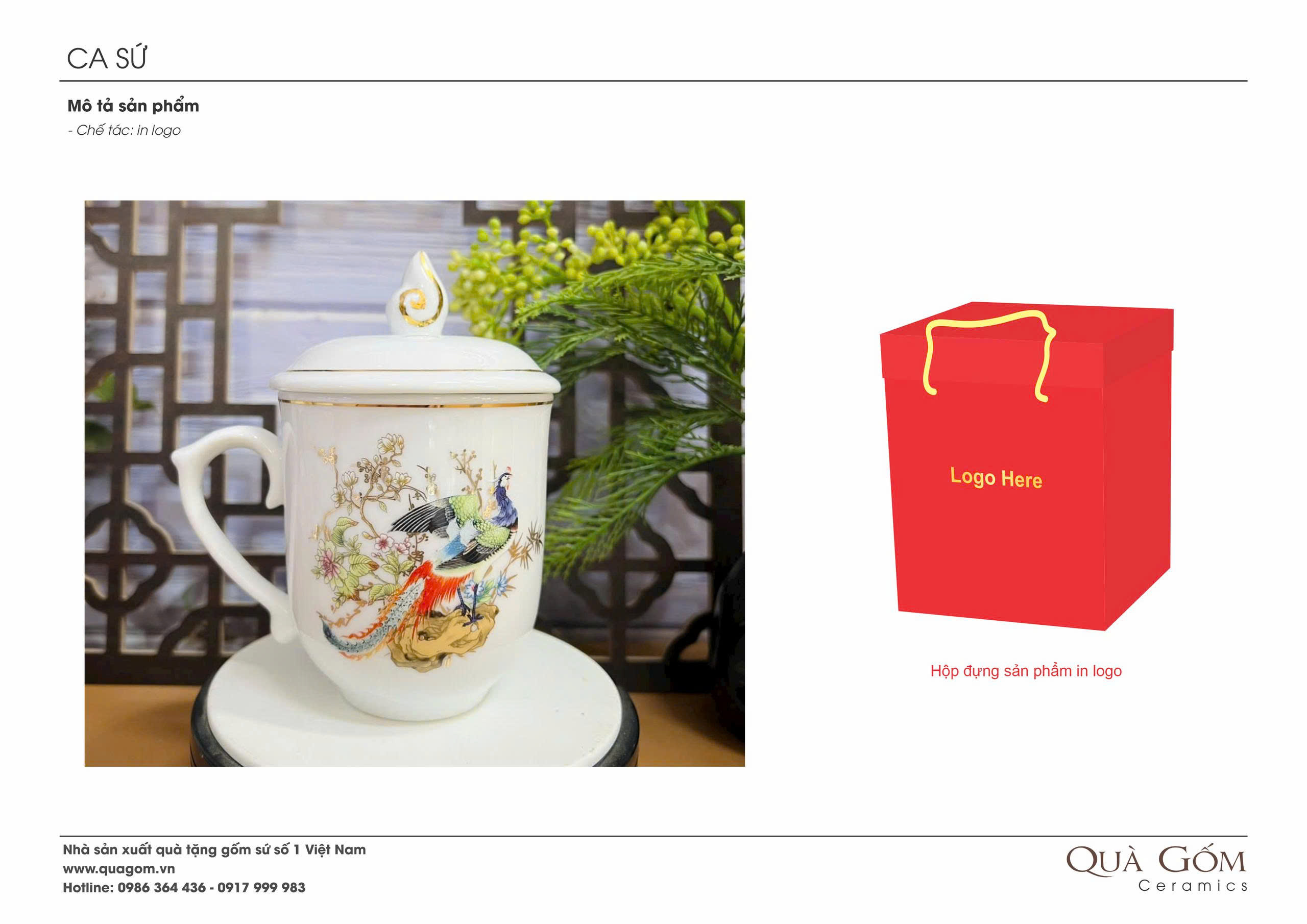 Cốc sứ mẫu đơn Vinh hoa Phú quý khảm vàng