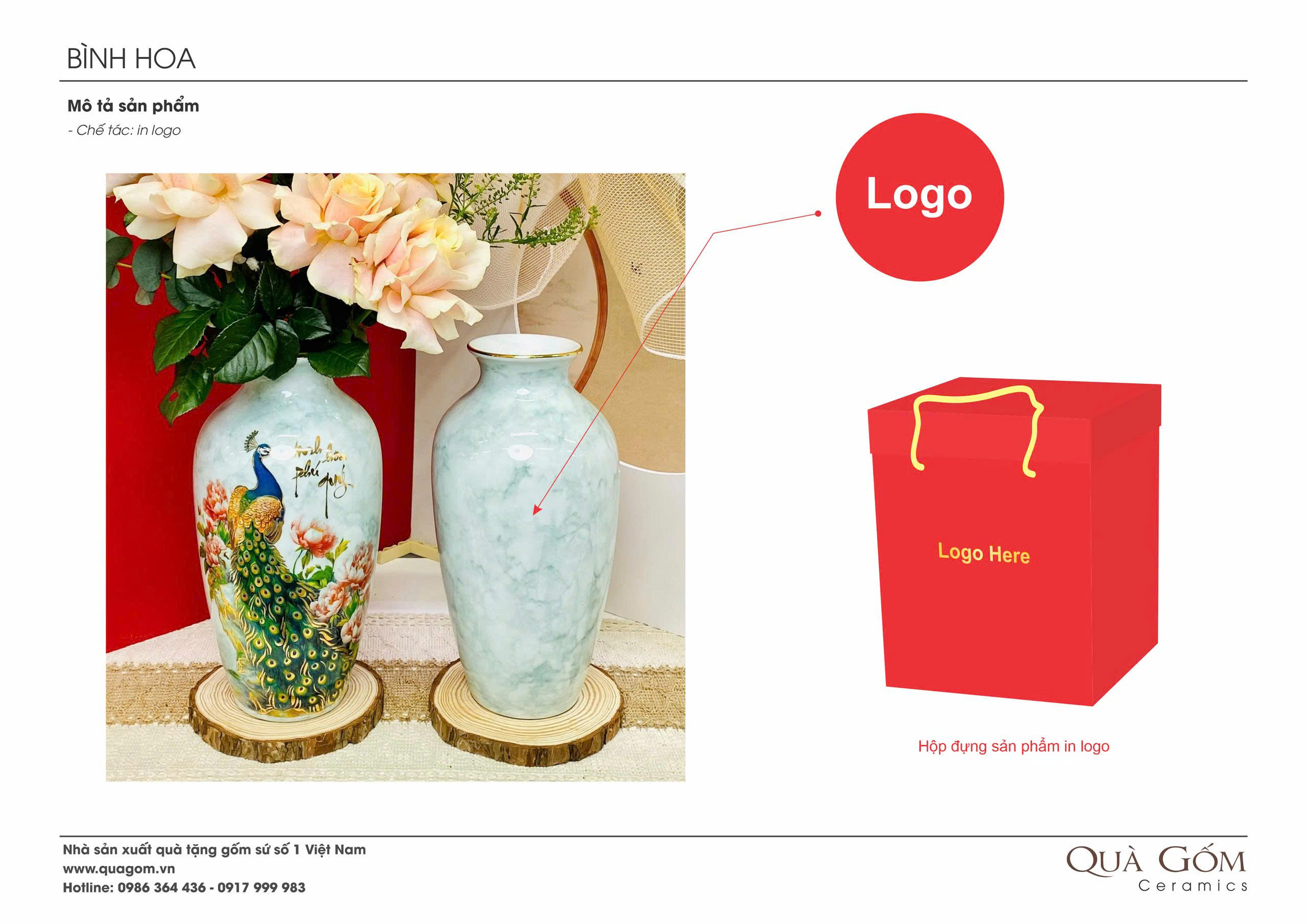 Lọ hoa sứ men đá in vàng kim