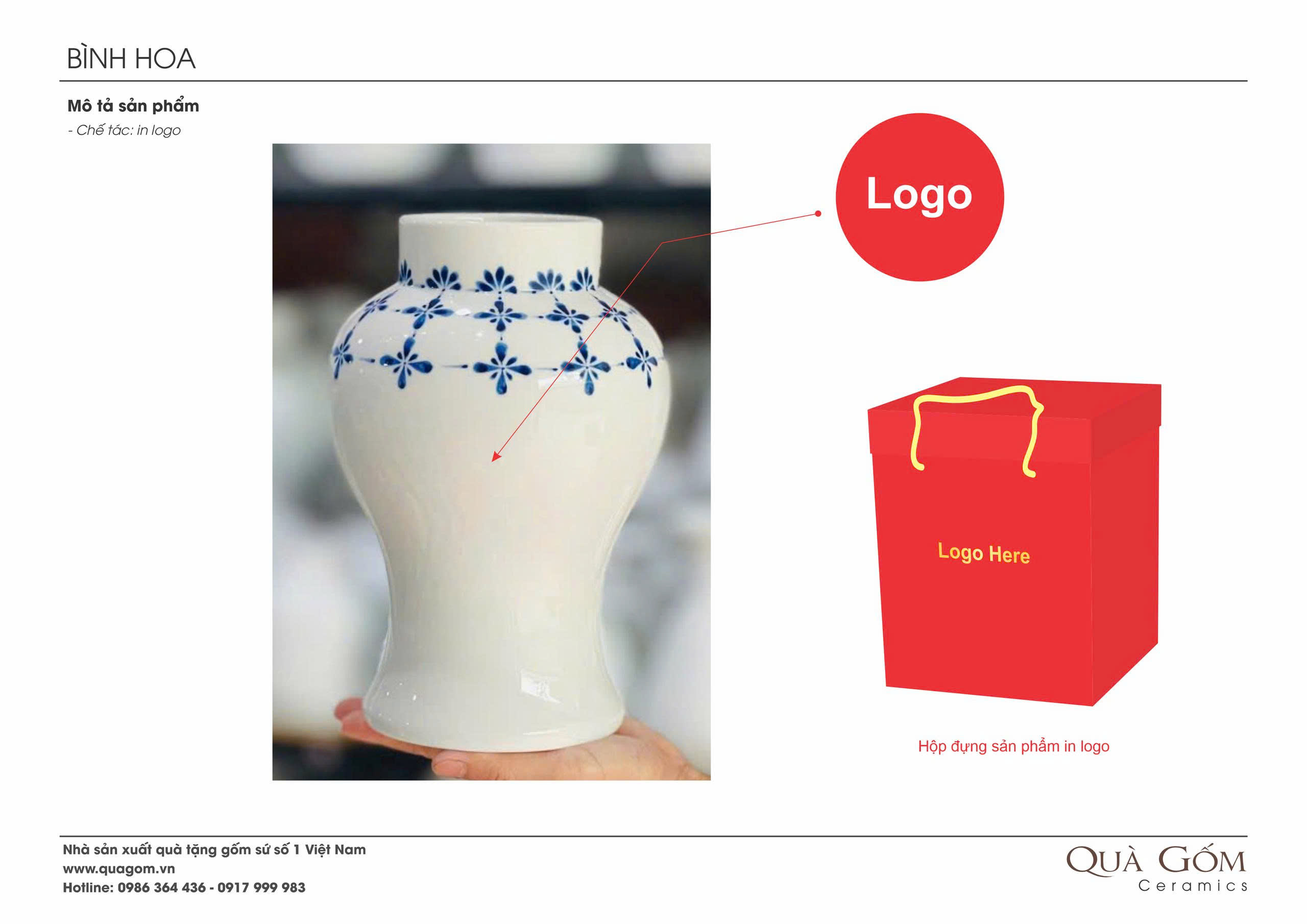 Lọ hoa gốm sứ vẽ tay 2