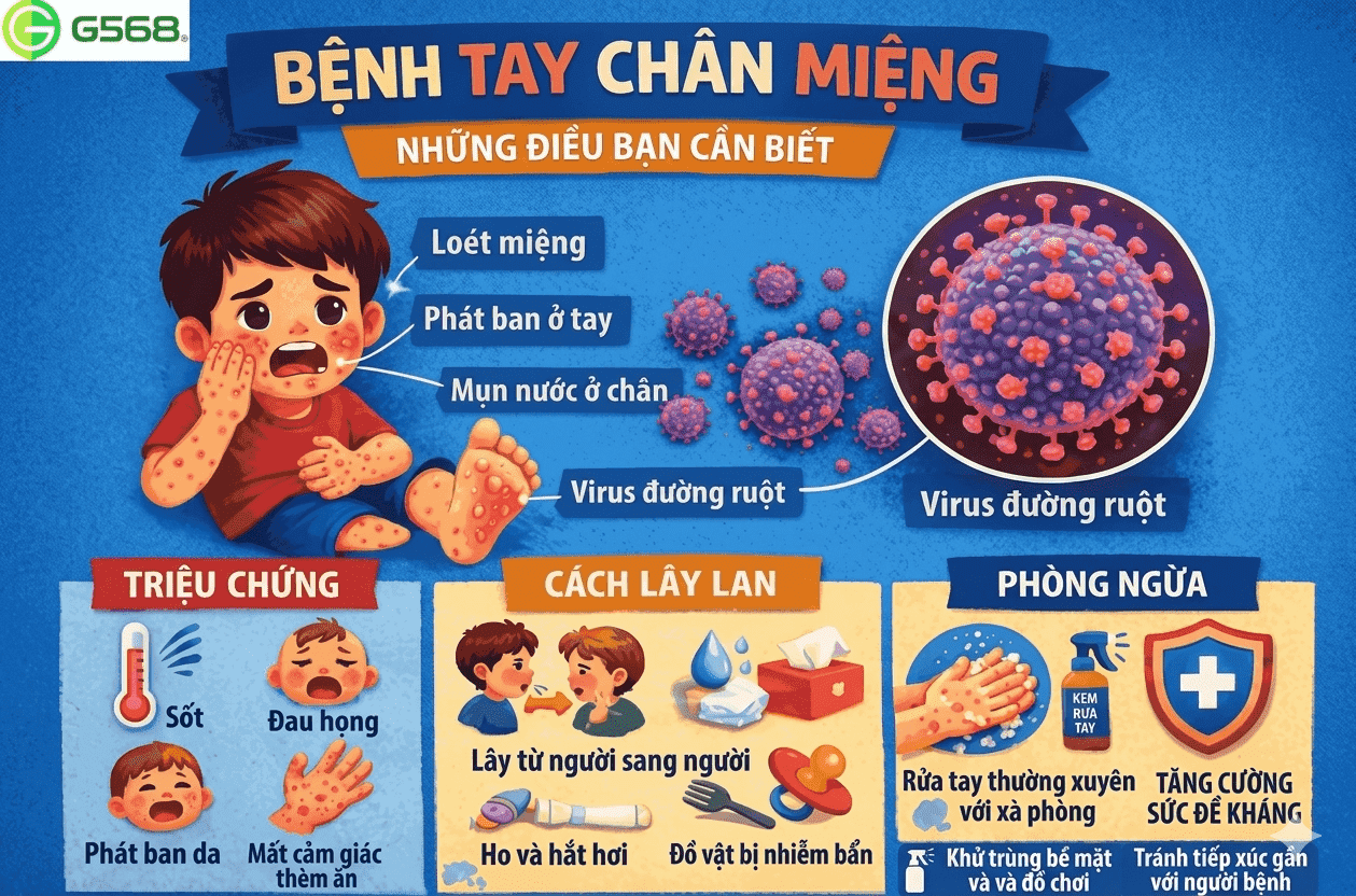 Bệnh tay chân miệng: Nguyên nhân, dấu hiệu và cách điều trị