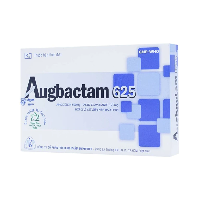 Thuốc Augbactam 625 điều trị nhiễm khuẩn (hộp 2 vỉ x 5 viên)