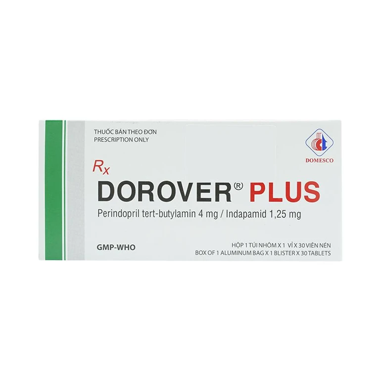 Thuốc Dorover Plus 4mg/1.25mg trị tăng huyết áp (hộp 1 vỉ x 30 viên)
