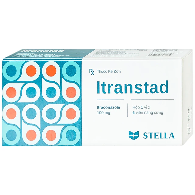 Thuốc Itranstad 100mg điều trị nhiễm nấm (hộp 1 vỉ x 6 viên)