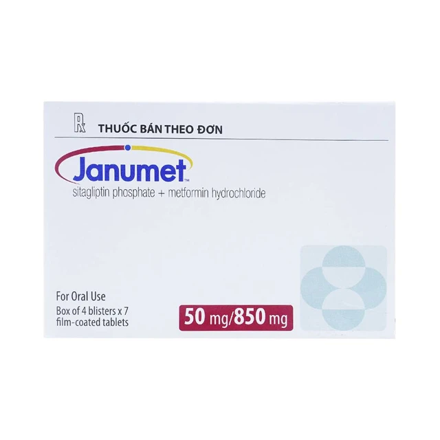 Thuốc Janumet 50mg/850mg điều trị đái tháo đường tuýp 2 (hộp 4 vỉ x 7 viên)