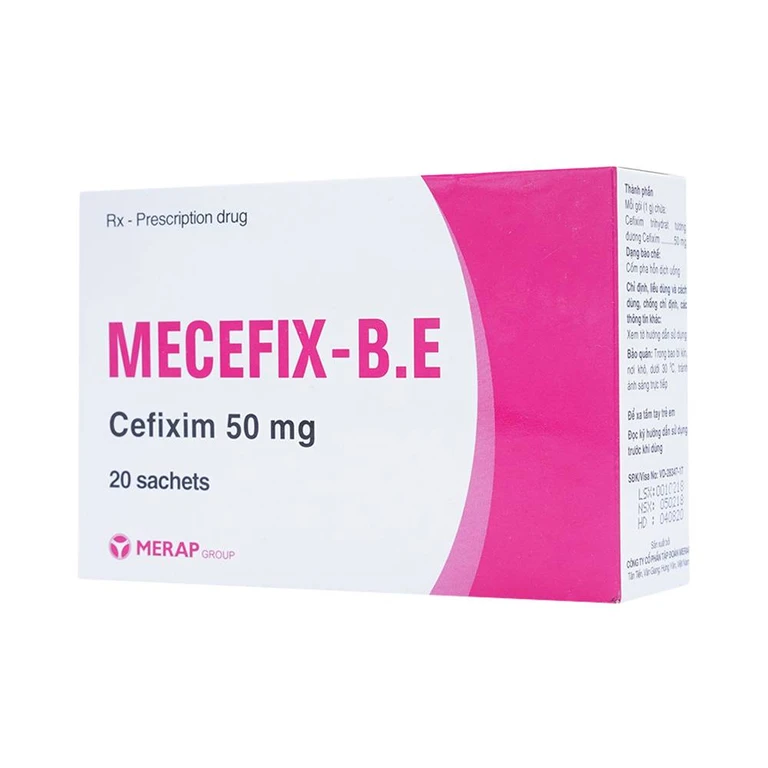 Cốm pha hỗn dịch uống Mecefix - B.E 50mg điều trị nhiễm khuẩn (hộp 20 gói x 1g)