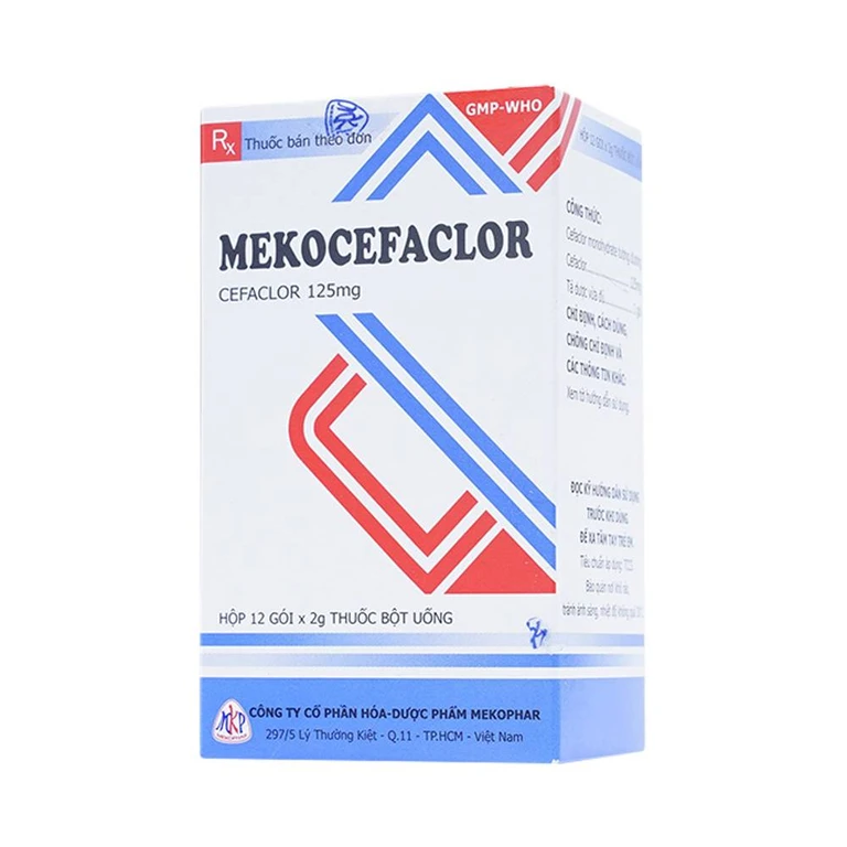Thuốc bột uống Mekocefaclor 125mg điều trị viêm họng, viêm phế quản, viêm admidan (hộp 12 gói x 12g)
