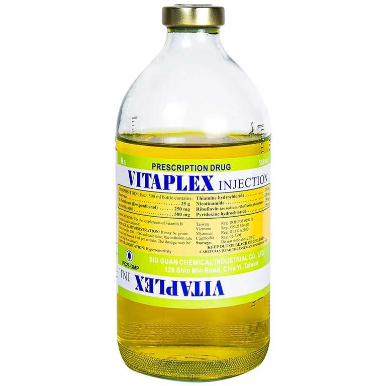 Dung dịch tiêm truyền Vitaplex Injection trị thiếu vitamin nhóm B (chai x 500ml)