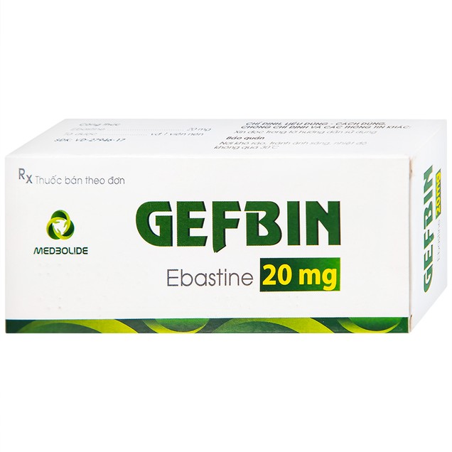Thuốc Gefbin 20mg điều trị viêm mũi dị ứng, mề đay vô căn mạn tính (hộp 3 vỉ x 10 viên)