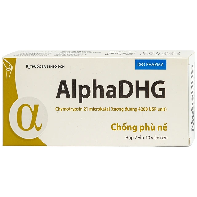 Viên nén AlphaDHG 4200IU điều trị phù nề sau chấn thương (hộp 2 vỉ x 10 viên)