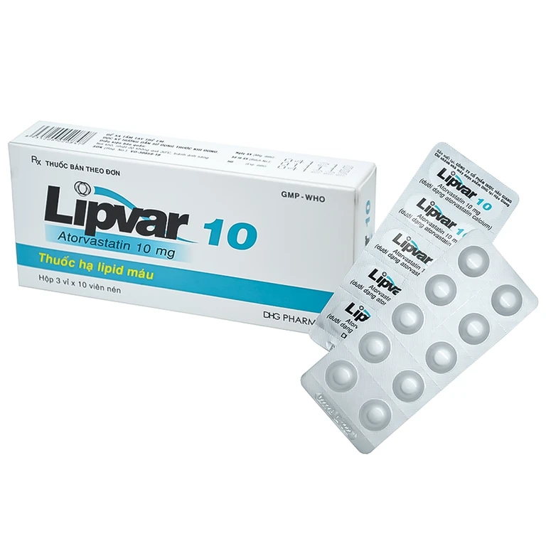 Thuốc Lipvar 10 DHG Pharma hạ lipid máu (hộp 3 vỉ x 10 viên)