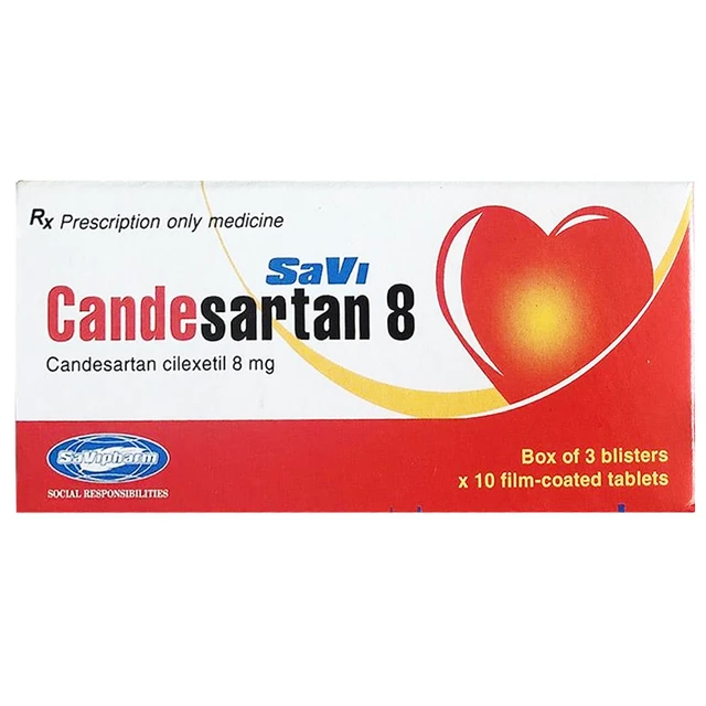 Thuốc SaVi Candesartan 8 điều trị tăng huyết áp (hộp 3 vỉ x 10 viên)