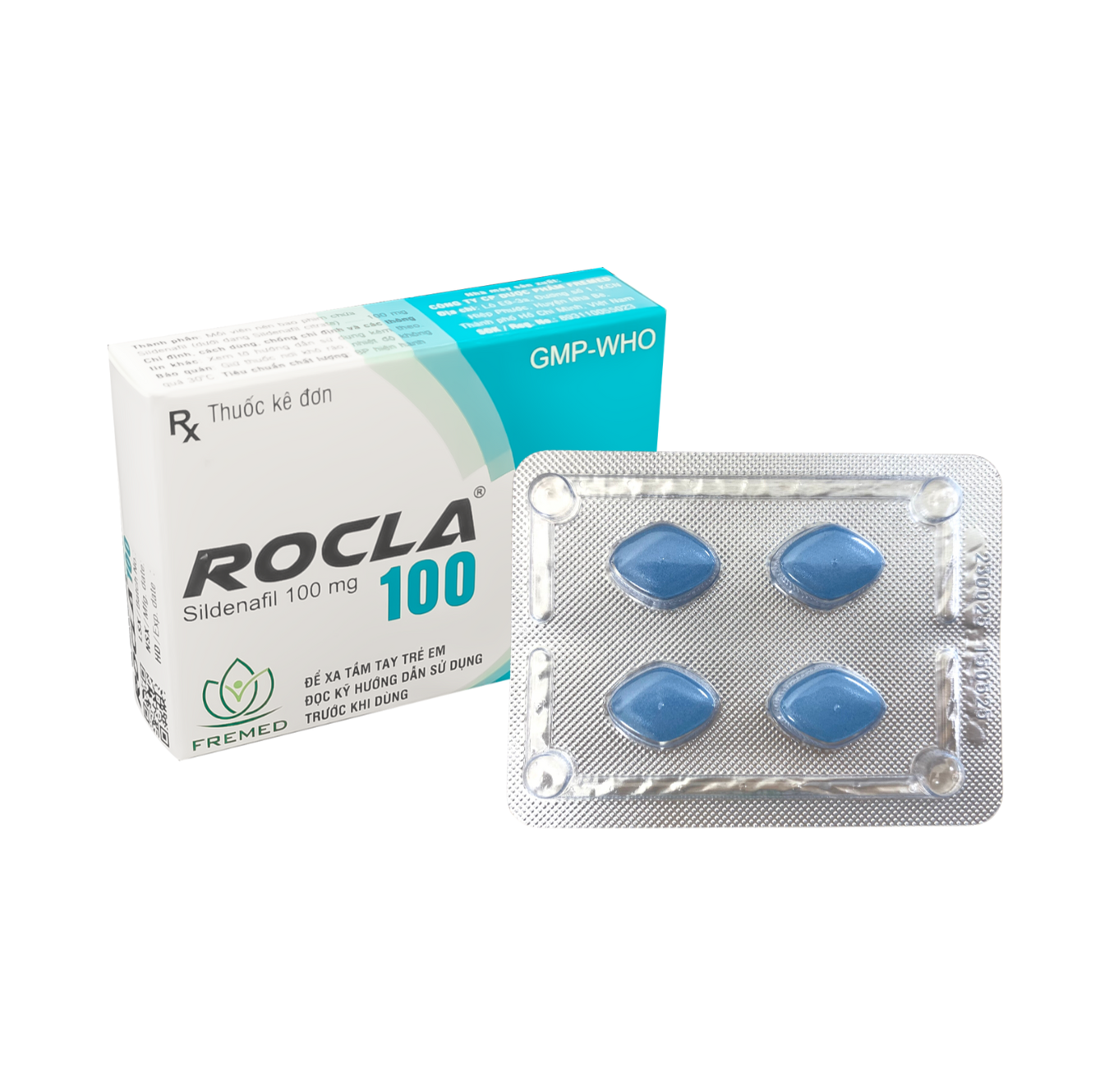 Thuốc Rocla 100 điều trị rối loạn cương dương (hộp 1 vỉ x 4 viên)