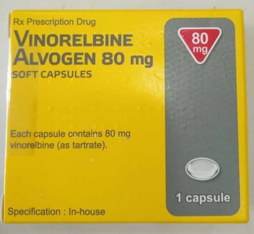 Viên nang mềm Vinorelbine Alvogen 80mg điều trị ung thư vú (hộp 1 vỉ x 1 viên)